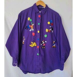 Vintage 90's The Disney Store Mickey & Friends Button Up Shirt Womens Size XL